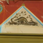 A hand painted Beaver detail on a wall.